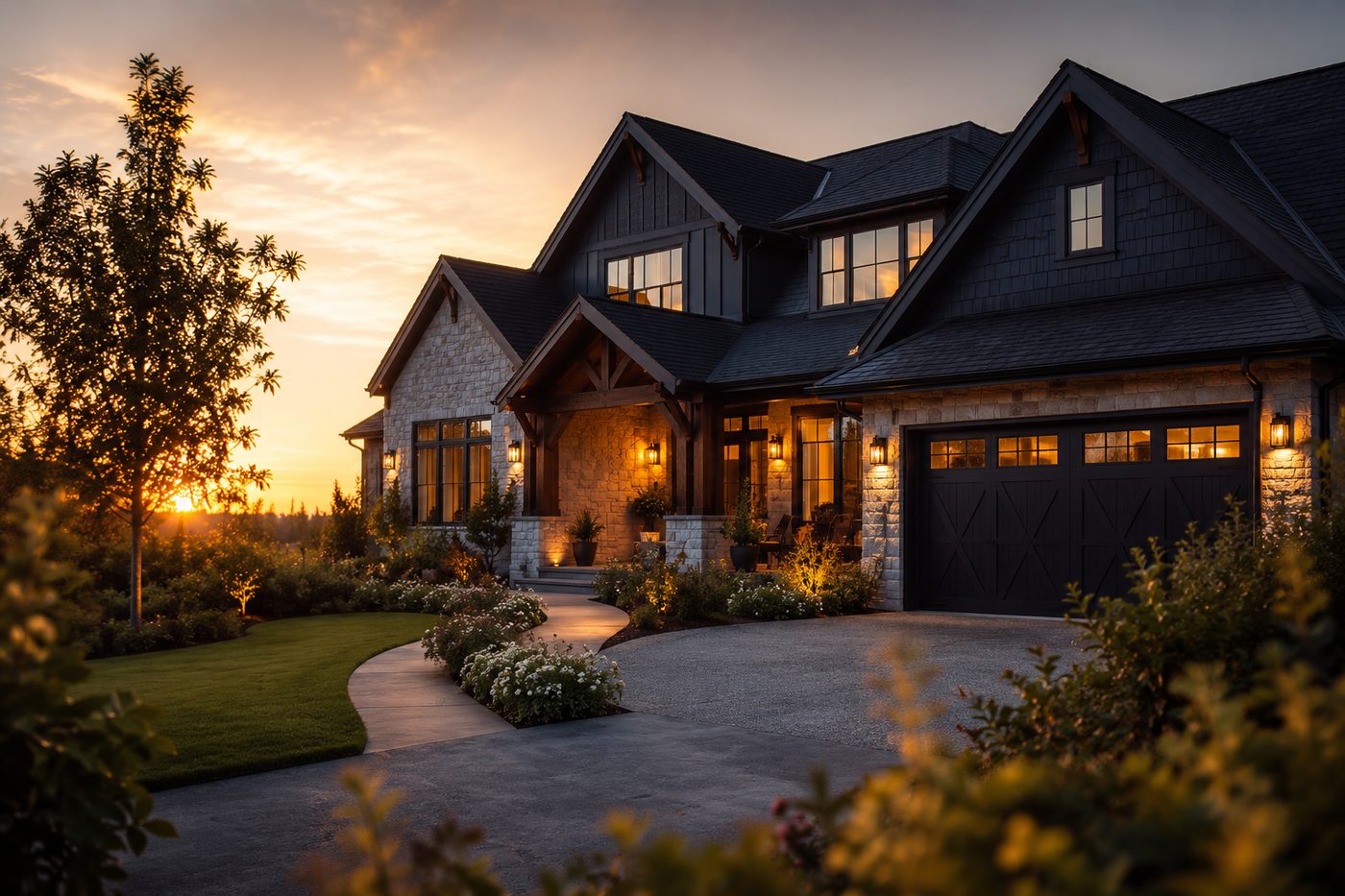 A Temecula home at golden hour with a freshly completed South Ridge roof